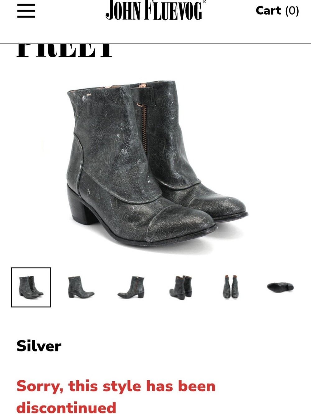 John Fluevog Silver Preet Leather Ankle Boots